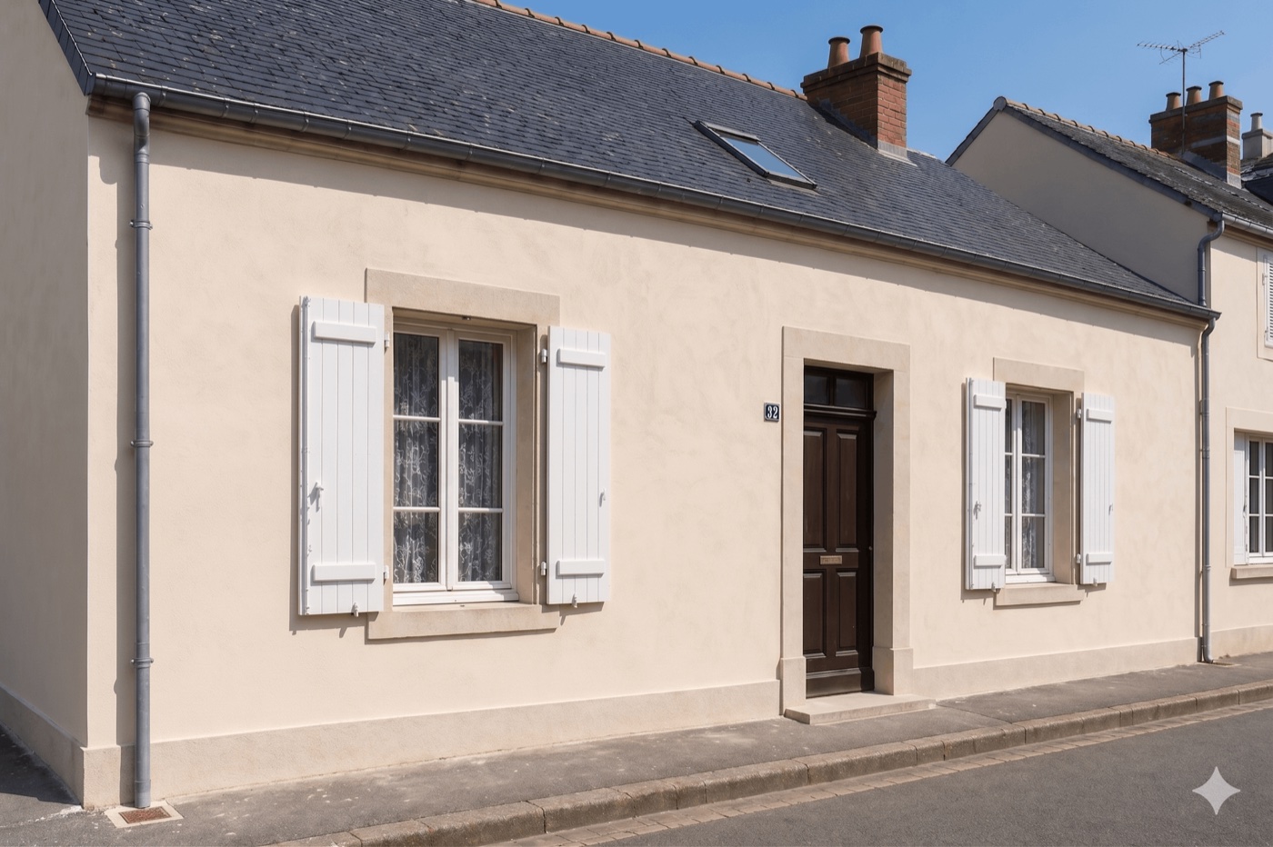 Après ravalement façade maison de bourg à Craon